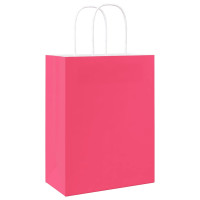 Produktbild för Papperspåsar 250 st med handtag rosa 21x11x28 cm