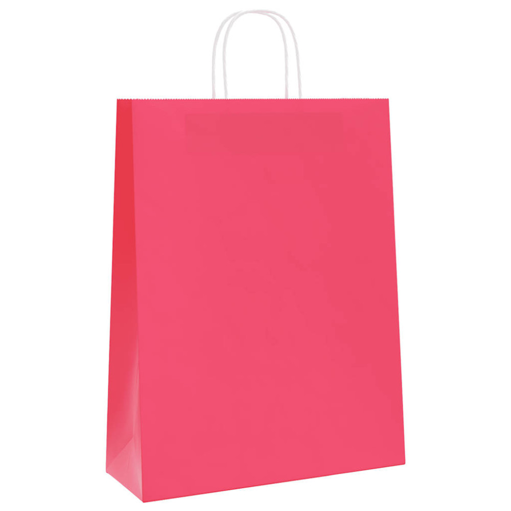 Produktbild för Papperspåsar 250 st med handtag rosa 32x12x42 cm