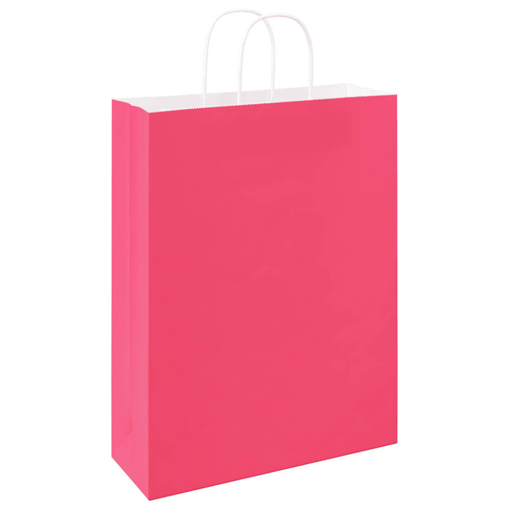 Produktbild för Papperspåsar 250 st med handtag rosa 32x12x42 cm