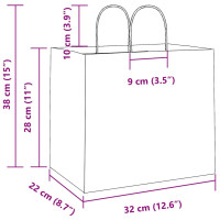Produktbild för Papperspåsar 250 st med handtag rosa 32x22x28 cm
