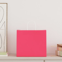 Produktbild för Papperspåsar 250 st med handtag rosa 32x22x28 cm