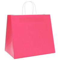 Produktbild för Papperspåsar 250 st med handtag rosa 32x22x28 cm