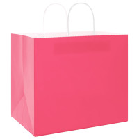 Produktbild för Papperspåsar 250 st med handtag rosa 32x22x28 cm