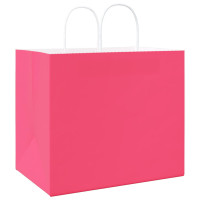 Produktbild för Papperspåsar 250 st med handtag rosa 32x22x28 cm