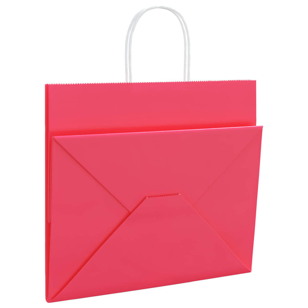 Produktbild för Papperspåsar 250 st med handtag rosa 32x22x28 cm