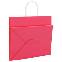 Produktbild för Papperspåsar 250 st med handtag rosa 32x22x28 cm