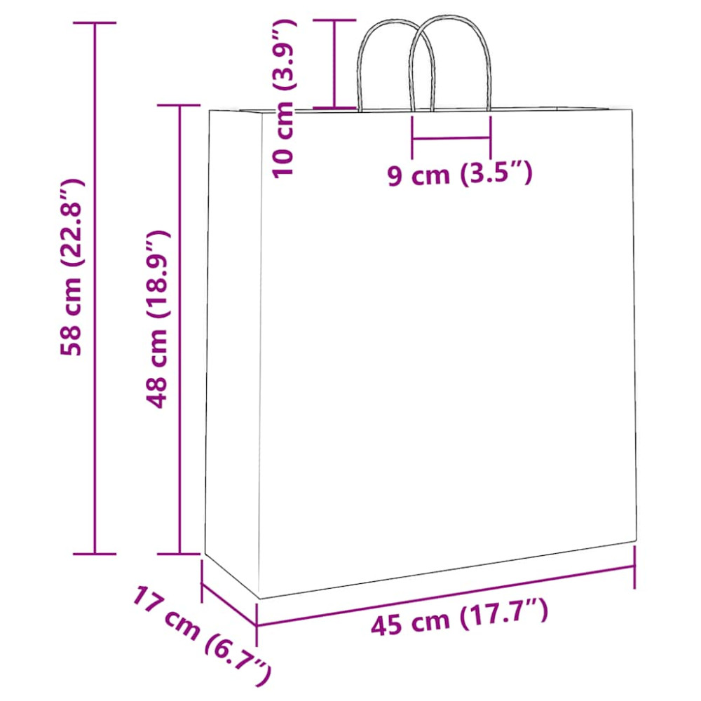 Produktbild för Papperspåsar 250 st med handtag rosa 45x17x48 cm