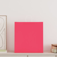 Produktbild för Papperspåsar 250 st med handtag rosa 45x17x48 cm