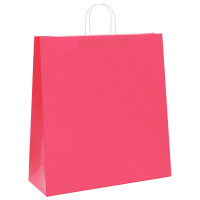 Produktbild för Papperspåsar 250 st med handtag rosa 45x17x48 cm