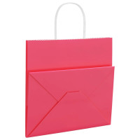 Produktbild för Papperspåsar 250 st med handtag rosa 54x15x49 cm