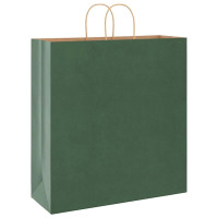 Produktbild för Papperspåsar 250 st med handtag grön 45x17x48 cm