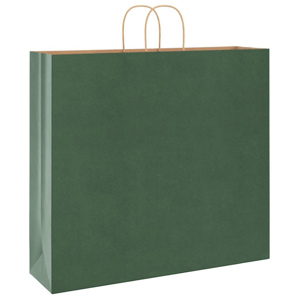Produktbild för Papperspåsar 250 st med handtag grön 54x15x49 cm