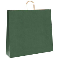 Produktbild för Papperspåsar 250 st med handtag grön 54x15x49 cm