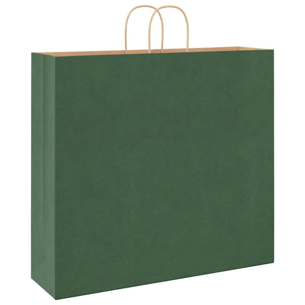 Produktbild för Papperspåsar 250 st med handtag grön 54x15x49 cm