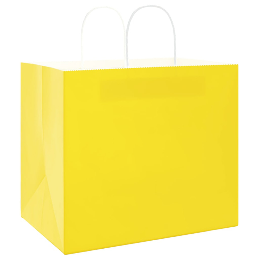 Produktbild för Papperspåsar 50 st med handtag gul 32x22x28 cm