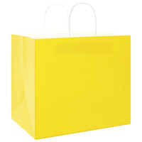 Produktbild för Papperspåsar 50 st med handtag gul 32x22x28 cm