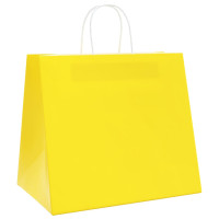 Produktbild för Papperspåsar 50 st med handtag gul 32x22x28 cm