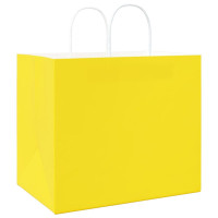Produktbild för Papperspåsar 50 st med handtag gul 32x22x28 cm