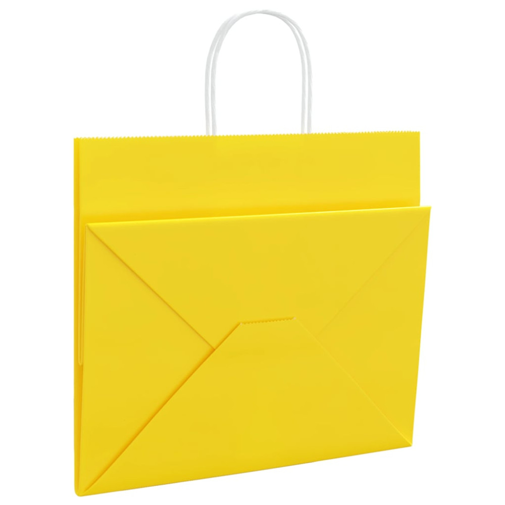Produktbild för Papperspåsar 50 st med handtag gul 32x22x28 cm