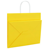 Produktbild för Papperspåsar 50 st med handtag gul 32x22x28 cm