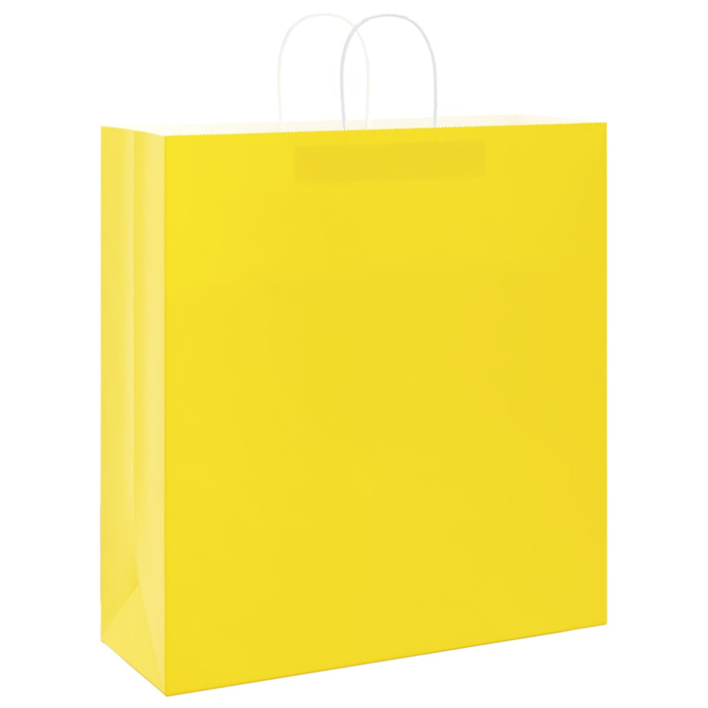 Produktbild för Papperspåsar 50 st med handtag gul 45x17x48 cm