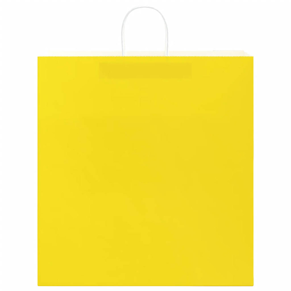 Produktbild för Papperspåsar 50 st med handtag gul 45x17x48 cm