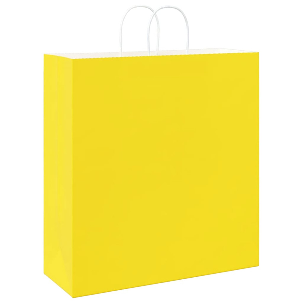 Produktbild för Papperspåsar 50 st med handtag gul 45x17x48 cm