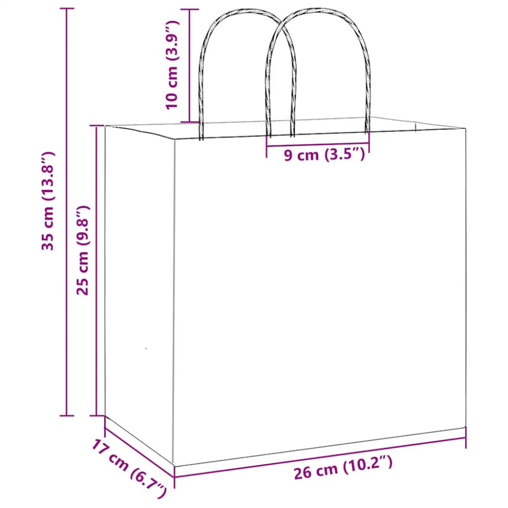 Produktbild för Papperspåsar 250 st med handtag gul 26x17x25 cm