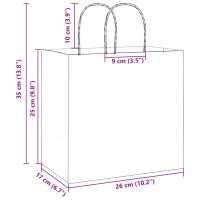 Produktbild för Papperspåsar 250 st med handtag gul 26x17x25 cm