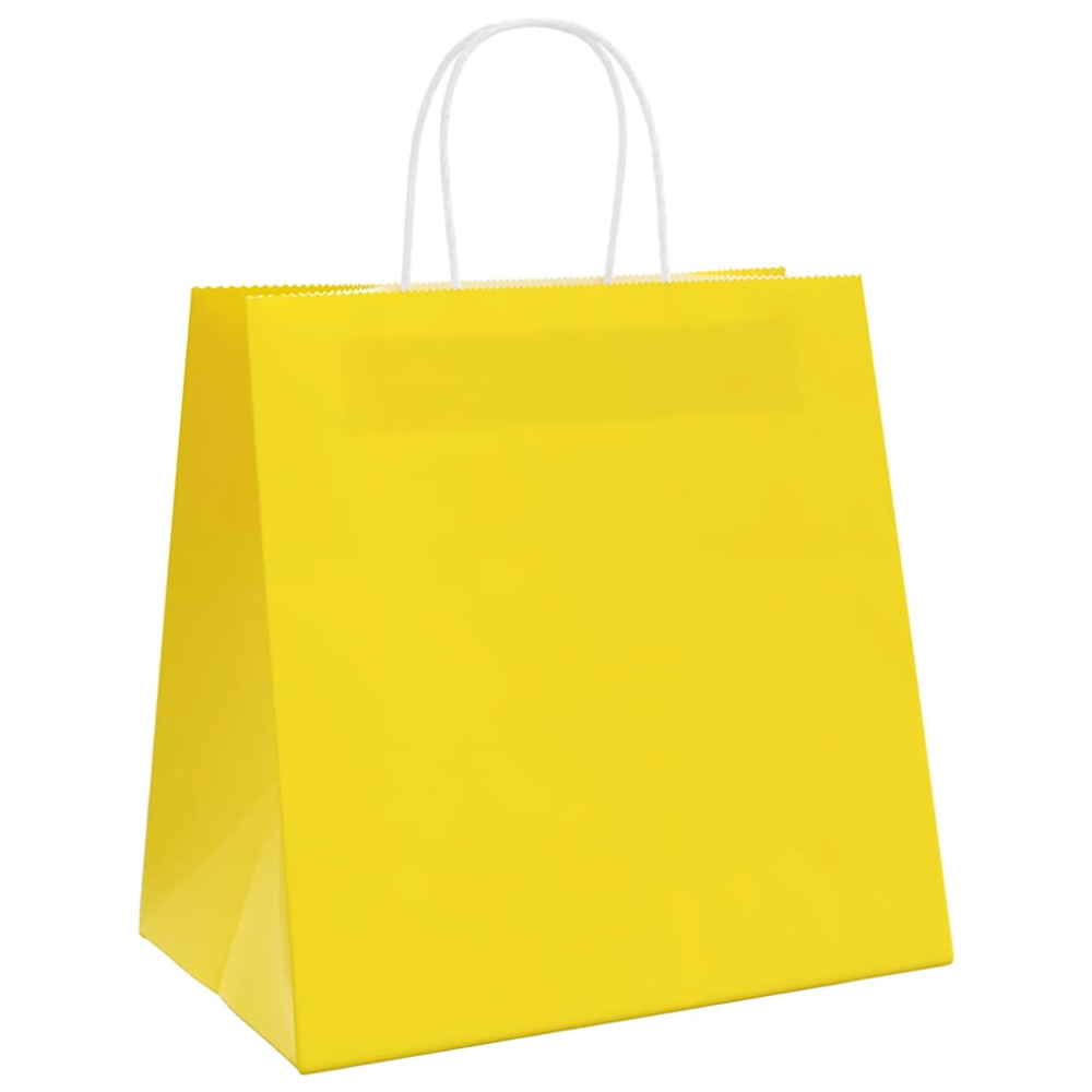 Produktbild för Papperspåsar 250 st med handtag gul 26x17x25 cm