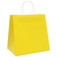 Produktbild för Papperspåsar 250 st med handtag gul 26x17x25 cm