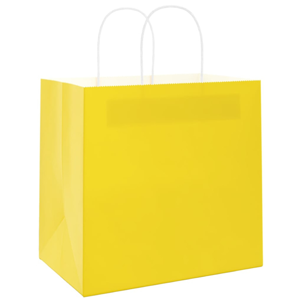 Produktbild för Papperspåsar 250 st med handtag gul 26x17x25 cm