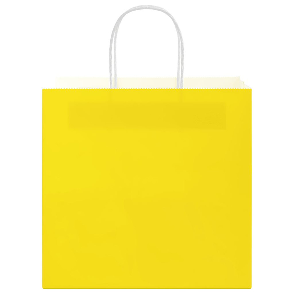 Produktbild för Papperspåsar 250 st med handtag gul 26x17x25 cm