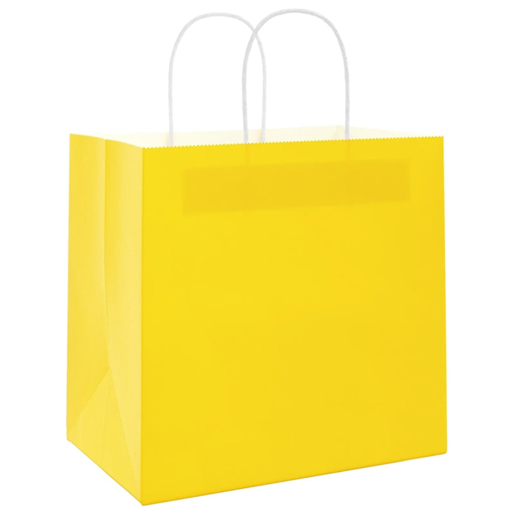 Produktbild för Papperspåsar 250 st med handtag gul 26x17x25 cm