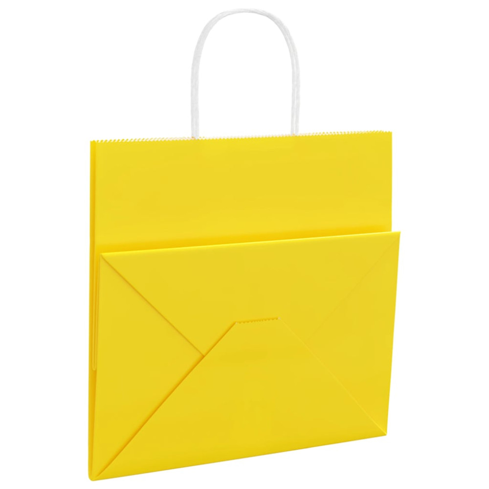 Produktbild för Papperspåsar 250 st med handtag gul 26x17x25 cm