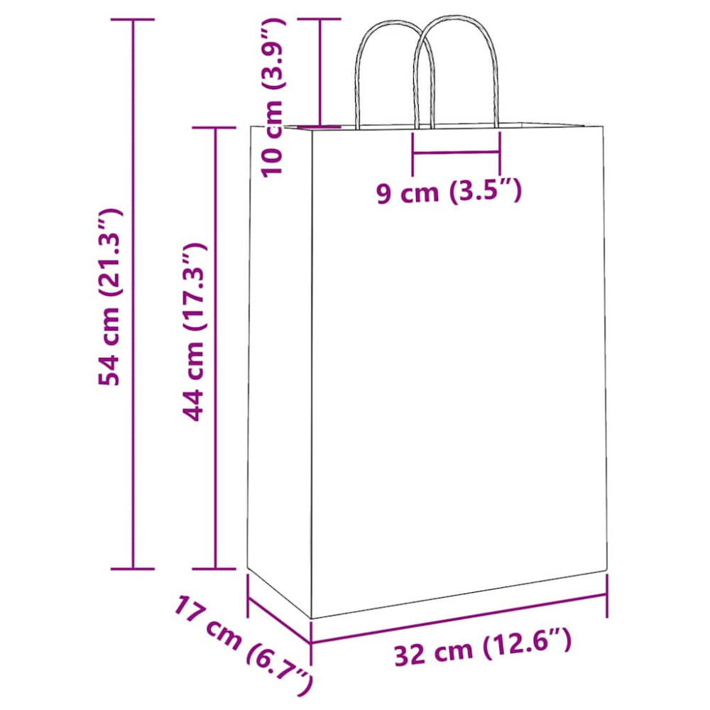 Produktbild för Papperspåsar 250 st med handtag gul 32x17x44 cm