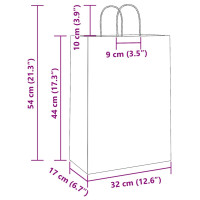 Produktbild för Papperspåsar 250 st med handtag gul 32x17x44 cm