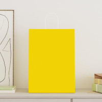 Produktbild för Papperspåsar 250 st med handtag gul 32x17x44 cm