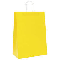 Produktbild för Papperspåsar 250 st med handtag gul 32x17x44 cm