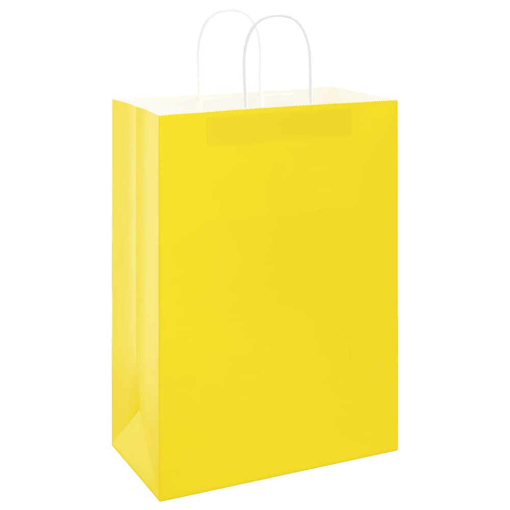 Produktbild för Papperspåsar 250 st med handtag gul 32x17x44 cm