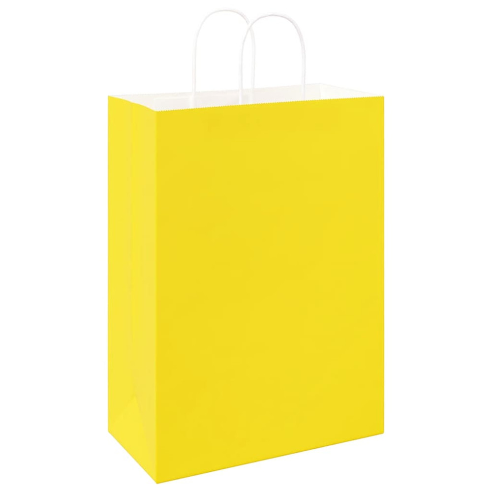 Produktbild för Papperspåsar 250 st med handtag gul 32x17x44 cm