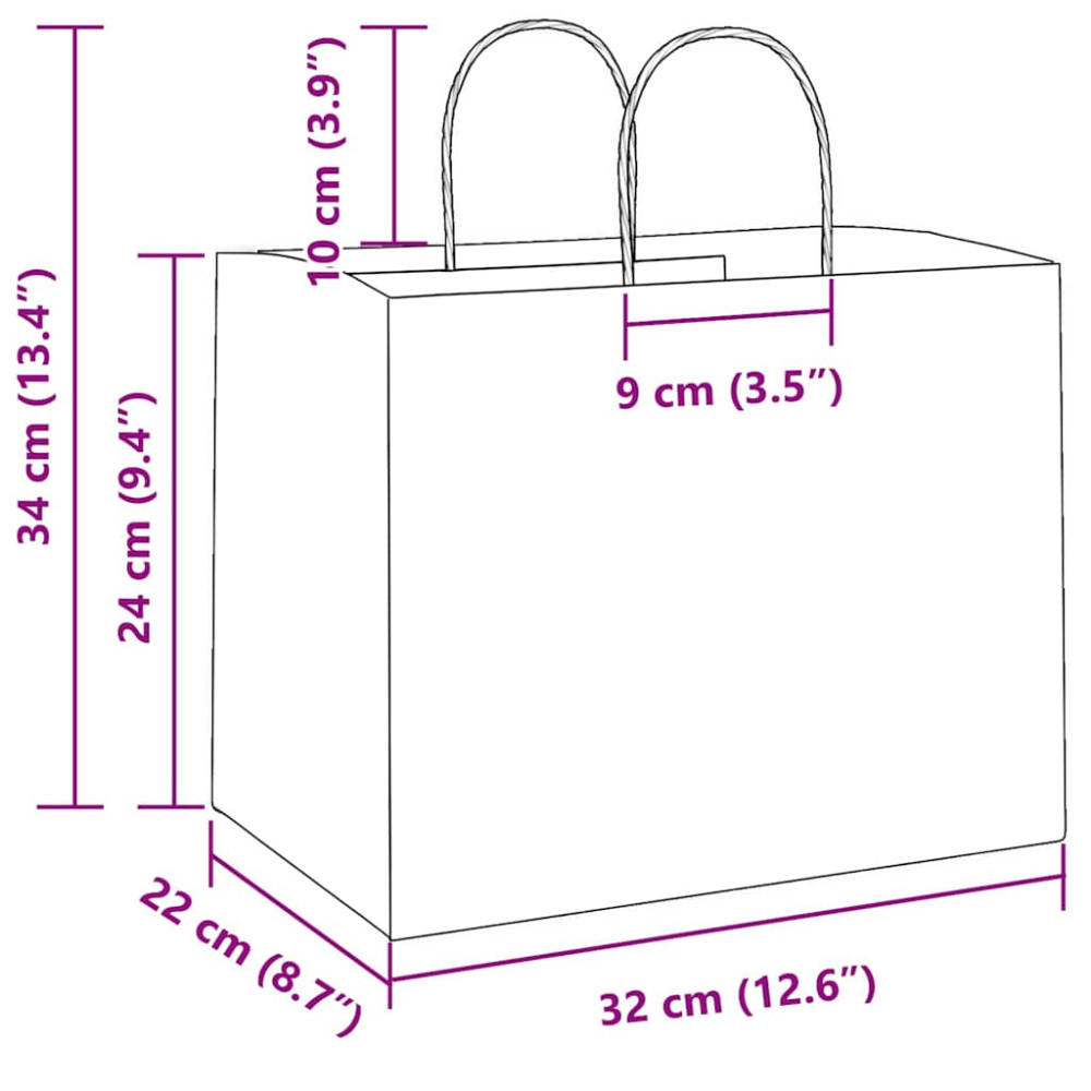 Produktbild för Papperspåsar 250 st med handtag gul 32x22x24 cm