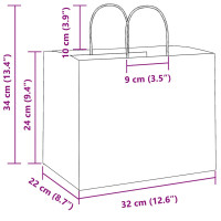 Produktbild för Papperspåsar 250 st med handtag gul 32x22x24 cm