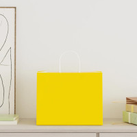 Produktbild för Papperspåsar 250 st med handtag gul 32x22x24 cm
