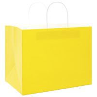 Produktbild för Papperspåsar 250 st med handtag gul 32x22x24 cm