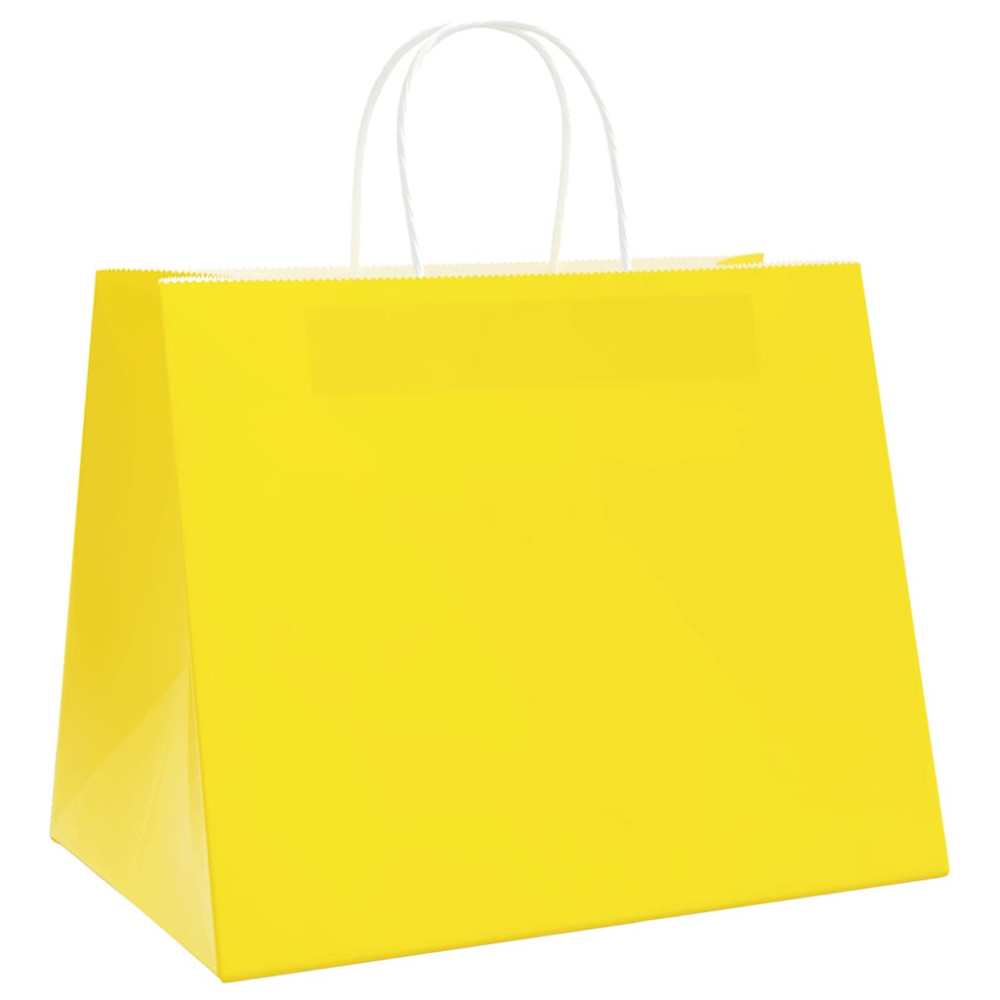 Produktbild för Papperspåsar 250 st med handtag gul 32x22x24 cm