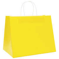 Produktbild för Papperspåsar 250 st med handtag gul 32x22x24 cm