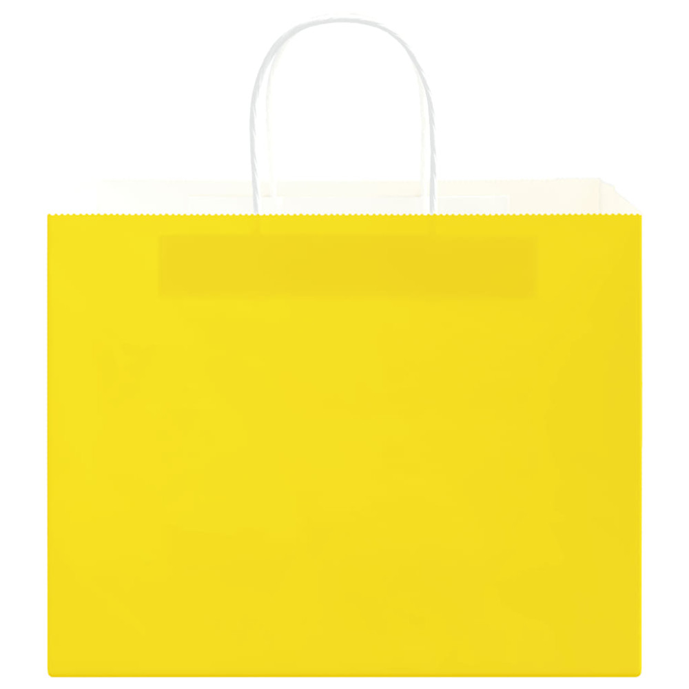 Produktbild för Papperspåsar 250 st med handtag gul 32x22x24 cm