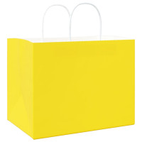 Produktbild för Papperspåsar 250 st med handtag gul 32x22x24 cm