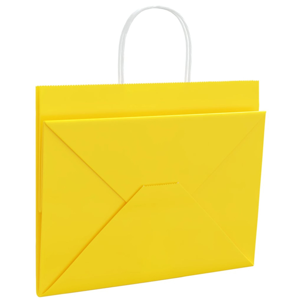 Produktbild för Papperspåsar 250 st med handtag gul 32x22x24 cm